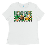 White lucky dude Ladies Tee - MaliasSmallBusiness