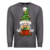 Charcoal Heather Christmas Gnome With Gift Premium Sweatshirt - BundleAndBundleShop