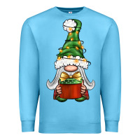 Ocean Blue Christmas Gnome With Gift Premium Sweatshirt - BundleAndBundleShop
