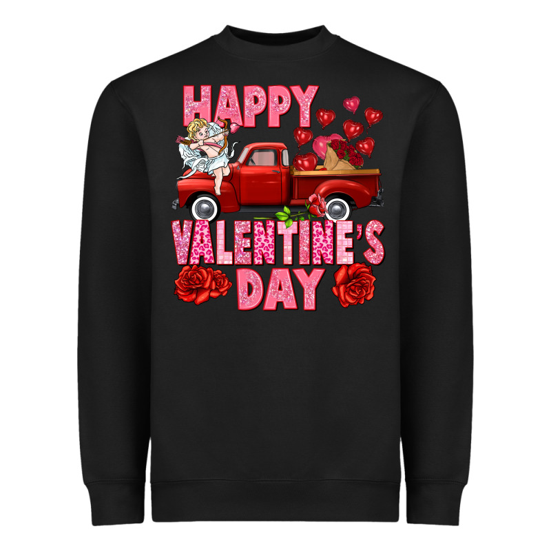 Happy Valentine's Day Red Truck Heavyweight Sweatshirt by HowdyJamesFarm | Teevron