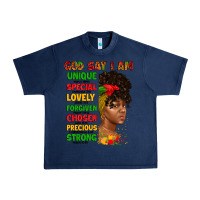Navy god say i am juneteenth afro girl Urban Heavy Tee - Artiststas