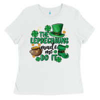 White the leprechauns made me do it Ladies Tee - MaliasSmallBusiness
