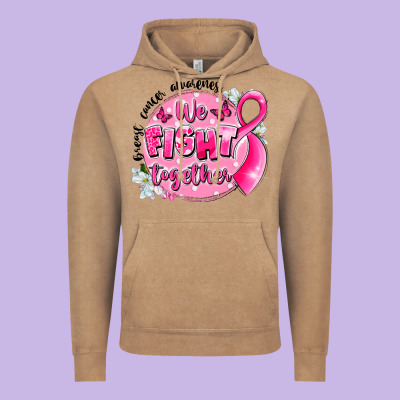 Breast Cancer Awareness We Fight Together Vintage Hoodie Designed By Lillyallendesigns