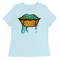 Baby Blue summer vibes pineapple lips Ladies Tee - Jasminsmagicworld
