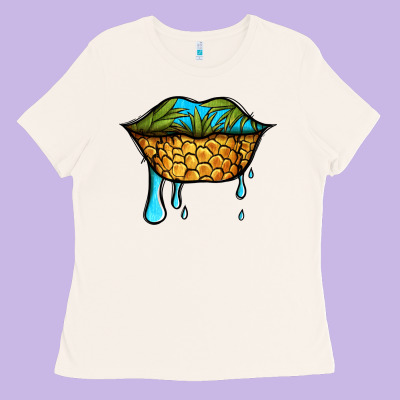 Summer Vibes Pineapple Lips Ladies Tee Designed By Jasminsmagicworld