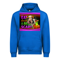 Cobalt eat drink and be scary cow Urban Hoodie - LillyAllenDesigns