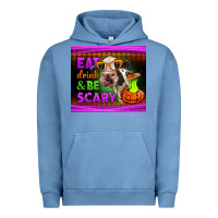 Pigment Pebble Blue eat drink and be scary cow Urban Hoodie - LillyAllenDesigns