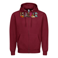 Burgundy teacher Zipper Hoodie - OliviaCreatesArt