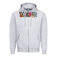 Heather Grey teacher Zipper Hoodie - OliviaCreatesArt
