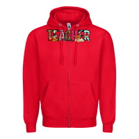 Red teacher Zipper Hoodie - OliviaCreatesArt