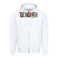 White teacher Zipper Hoodie - OliviaCreatesArt