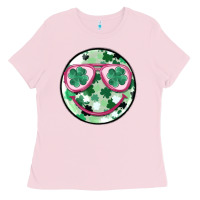 Bubblegum Pink st patrick's smiley Ladies Tee - MaliasSmallBusiness