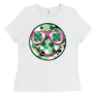 White st patrick's smiley Ladies Tee - MaliasSmallBusiness