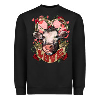 Black Cow Valentine's Day love Heavyweight Sweatshirt - HowdyJamesFarm