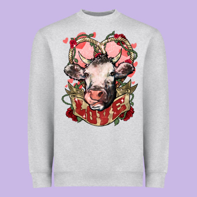 Cow Valentine's Day Love Heavyweight Sweatshirt Designed By Howdyjamesfarm