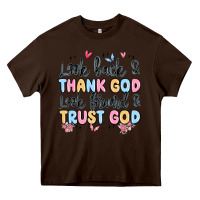 Chocolate Brown look back and thank god look forward and trust god Heavy Core Tee - MaliasSmallBusiness