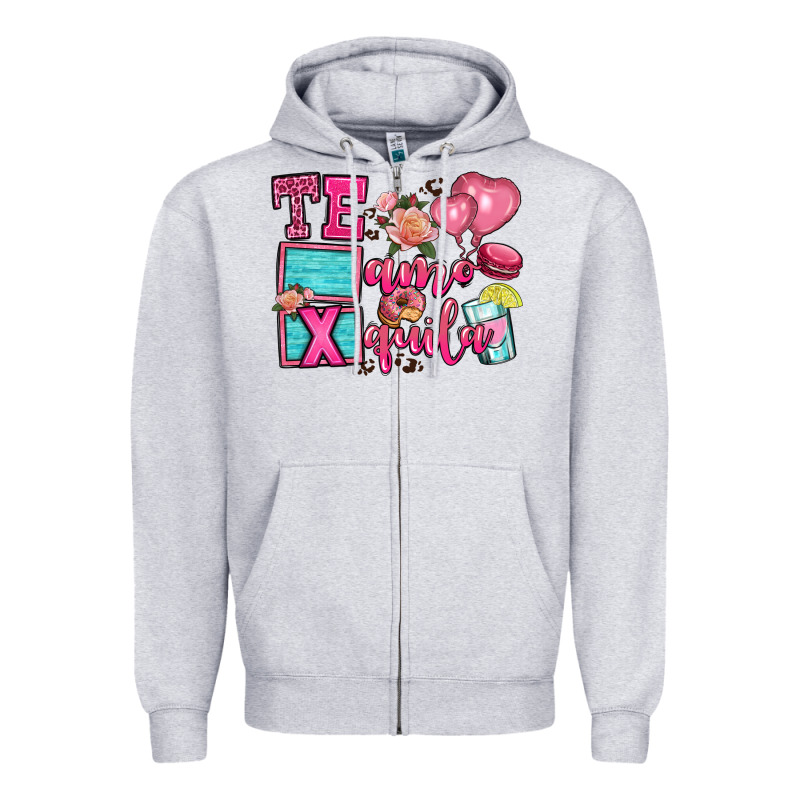 Te Amo Te Quila Zipper Hoodie by OliviaCreatesArt | Teevron