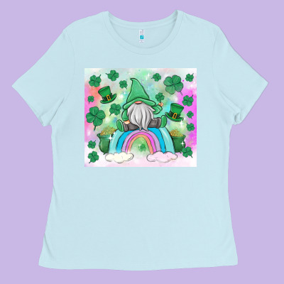 St Patrick's Gnome Ladies Tee Designed By Maliassmallbusiness