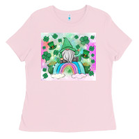 Bubblegum Pink st patrick's gnome Ladies Tee - MaliasSmallBusiness