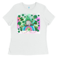 White st patrick's gnome Ladies Tee - MaliasSmallBusiness