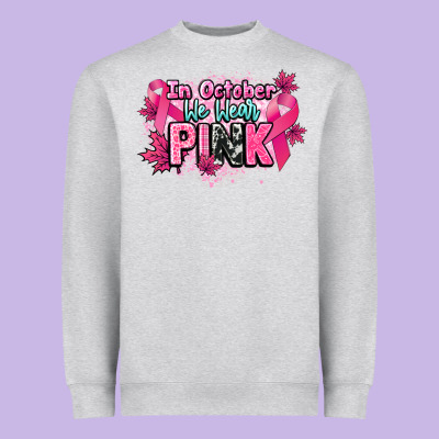 In October We Wear Pink Cancer Awareness Heavyweight Sweatshirt Designed By Howdyjamesfarm