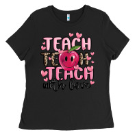 Black teach teach teach with love Ladies Tee - MaliasSmallBusiness