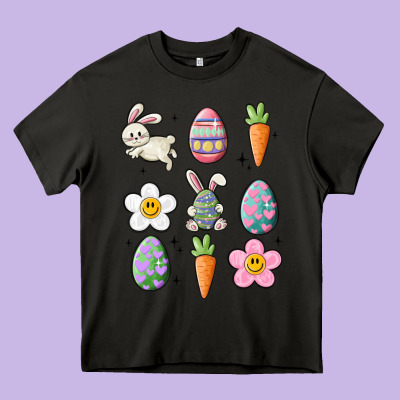 Easter Doodles Heavy Core Tee Designed By Maliassmallbusiness
