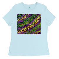 Baby Blue mardi gras leopard background Ladies Tee - RanaPortraitStore