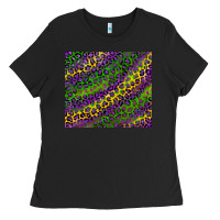 Black mardi gras leopard background Ladies Tee - RanaPortraitStore