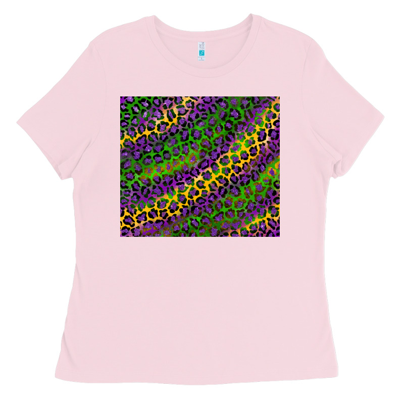 Mardi Gras Leopard Background Ladies Tee by RanaPortraitStore | Teevron