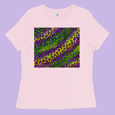 Mardi Gras Leopard Background Ladies Tee Designed By Ranaportraitstore