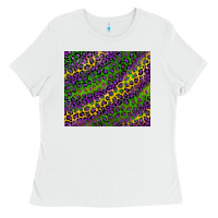 White mardi gras leopard background Ladies Tee - RanaPortraitStore