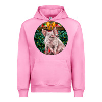 Fuchsia Pink christmas pig Urban Hoodie - LillyAllenDesigns