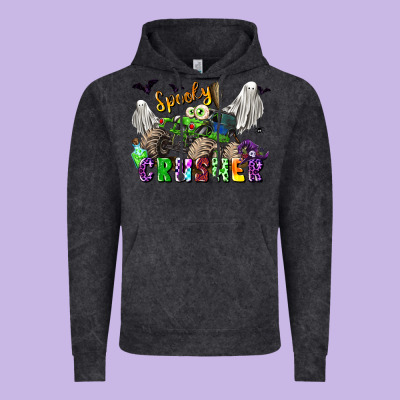 Spooky Crusher Monster Truck Vintage Hoodie Designed By Lillyallendesigns