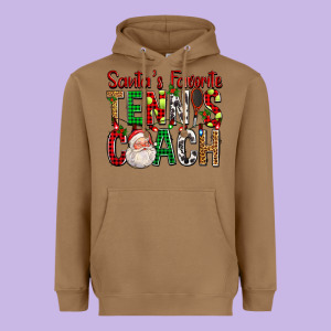 Santa's Favorite Tennis Coach For Christmas Heavyweight Hoodie Designed By Fadigitalartstudio