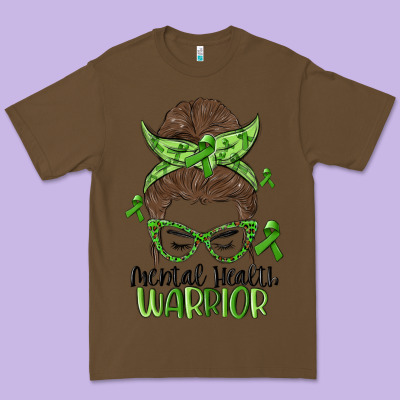 Messy Bun Mental Health Warrior Premium Tee Designed By Maliassmallbusiness