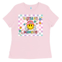 Bubblegum Pink a little bit dramatic retro Ladies Tee - MaliasSmallBusiness