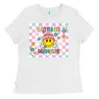 White a little bit dramatic retro Ladies Tee - MaliasSmallBusiness