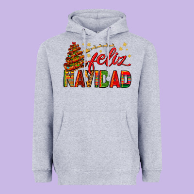 Feliz Navidad With Sombrero Tree Heavyweight Hoodie Designed By Bundleandbundleshop