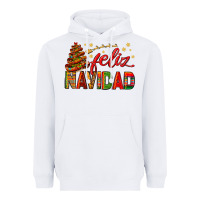 White Feliz Navidad With Sombrero Tree Heavyweight Hoodie - BundleAndBundleShop