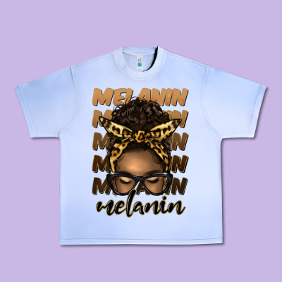 Melanin Afro Messy Bun Urban Heavy Tee Designed By Artiststas