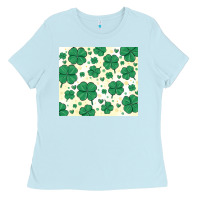 Baby Blue st patrick clover Ladies Tee - MaliasSmallBusiness