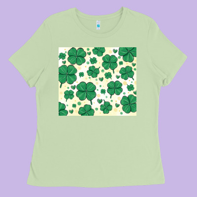 St Patrick Clover Ladies Tee Designed By Maliassmallbusiness