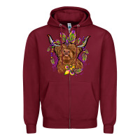 Burgundy mardi gras cow Zipper Hoodie - OliviaCreatesArt