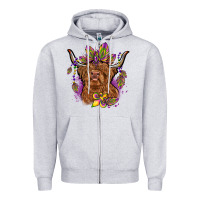 Heather Grey mardi gras cow Zipper Hoodie - OliviaCreatesArt