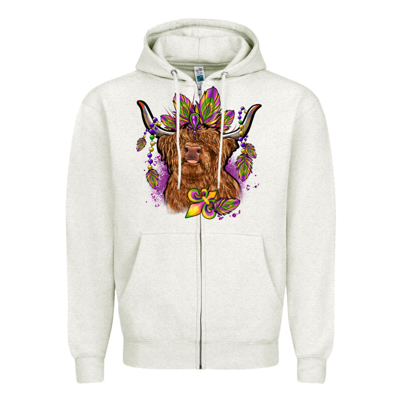 Mardi Gras Cow Zipper Hoodie by OliviaCreatesArt | Teevron