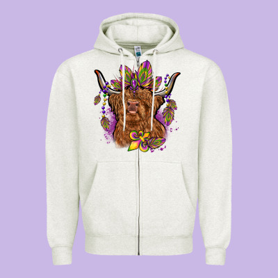 Mardi Gras Cow Zipper Hoodie Designed By Oliviacreatesart