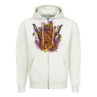 Oatmeal Heather mardi gras cow Zipper Hoodie - OliviaCreatesArt