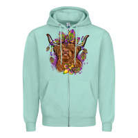 Seafoam mardi gras cow Zipper Hoodie - OliviaCreatesArt