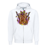 White mardi gras cow Zipper Hoodie - OliviaCreatesArt